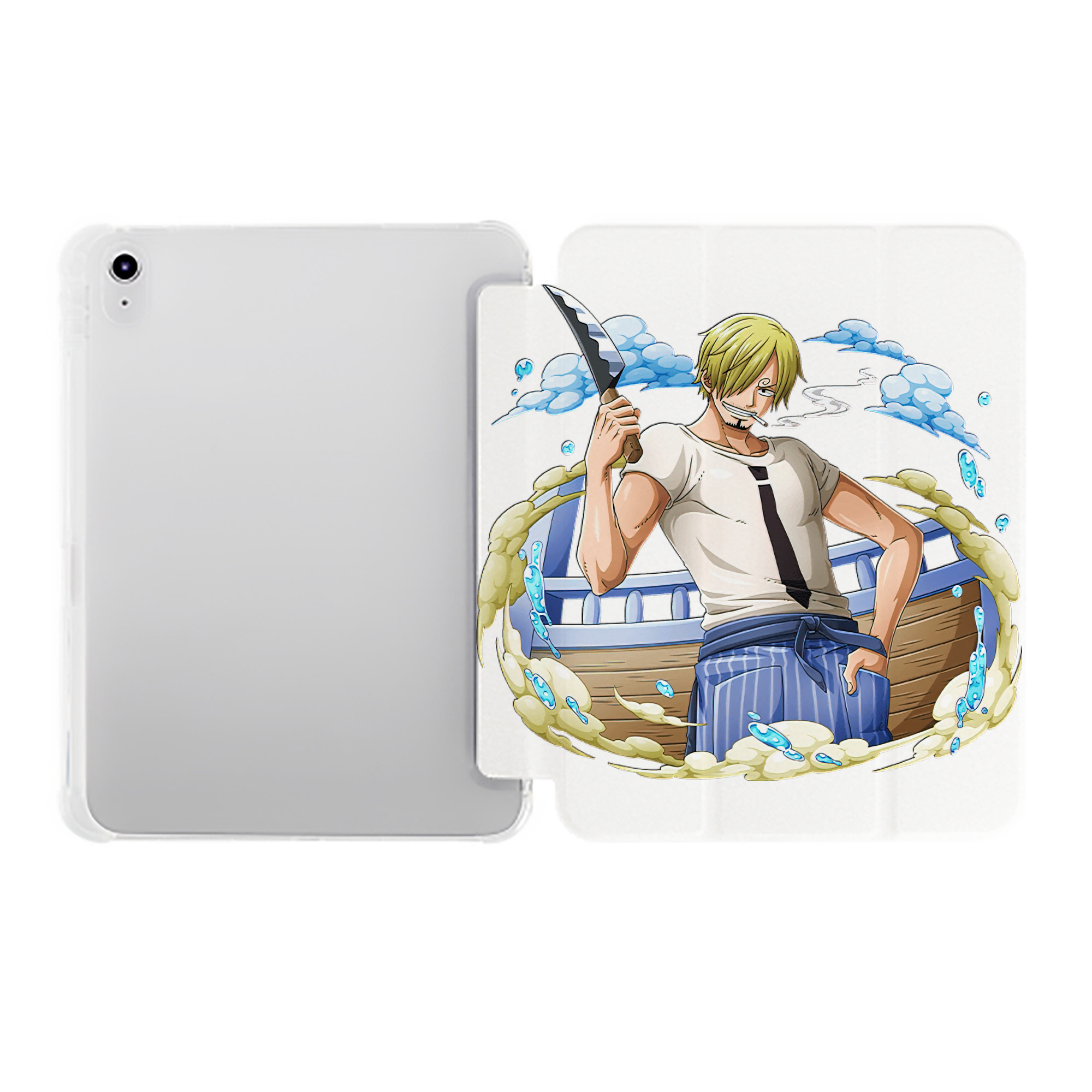 （画像用） ワンピース サンジ ONE PIECE Sanji IPad ケース ペン収納付き 三つ折りスタンド PUレザー×シリコン 対応機種9.5/10.5/10.9インチ